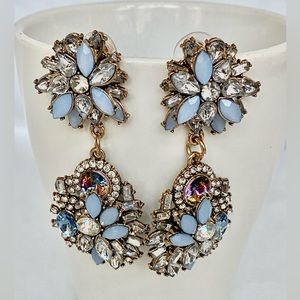NEW Sky Blue, White, and Purple Crystal/Rhinestone Drop Earrings